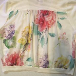 Short sleeve cardigan - sheer “watercolored” back